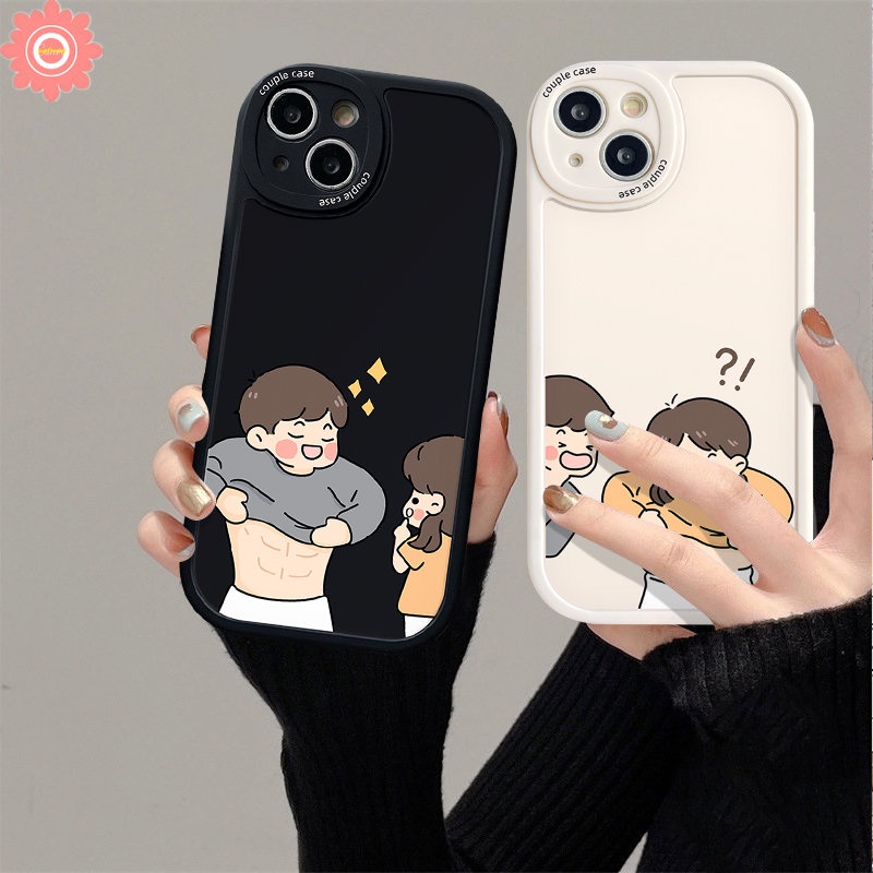 Couple Case Untuk Realme C53 C55 C11 C15 C30 C21Y C25Y 5 8i 6i 9i 6 6s 5i 7i C21 C31 C35 GT C25s 10 8 Pro C1 C12 C3 C20 C17 C20A Otot Perut Yang Menyenangkan Cowok Cewek Lovers Lembut Sarung