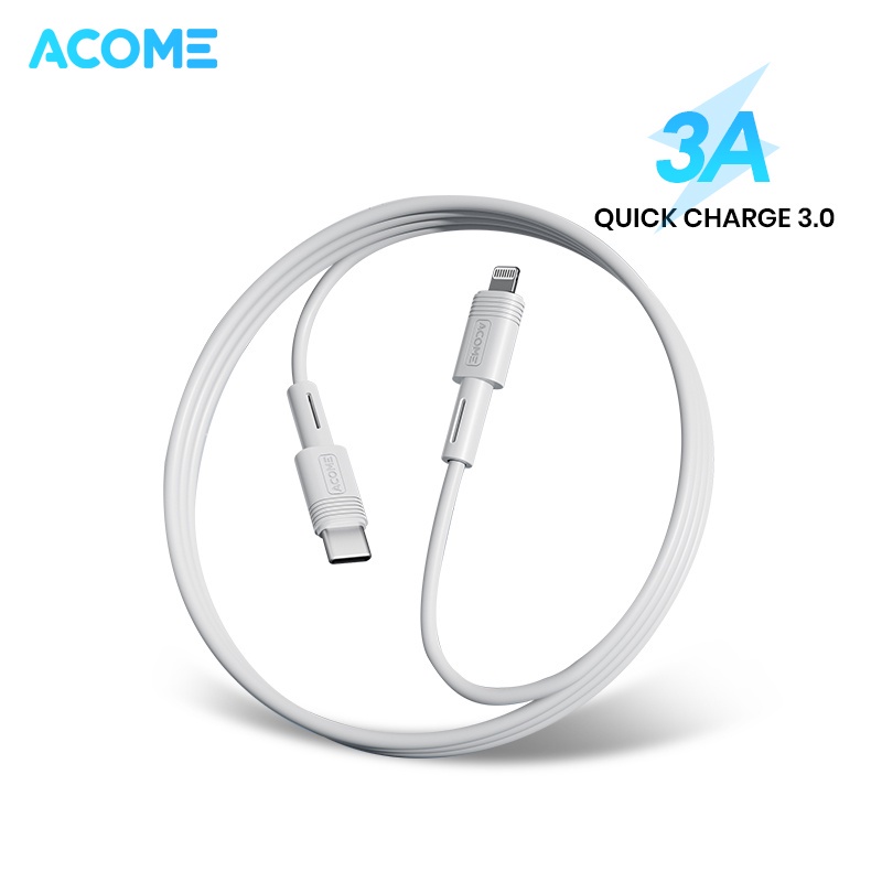 ACOME Kabel Data Type-C to USB-C / Type-C to Lightning / Data Cable PD 60W 3A Super Fast Charging iPhone / Macbook / Android (AD-C Series) Original - Garansi 1 Tahun