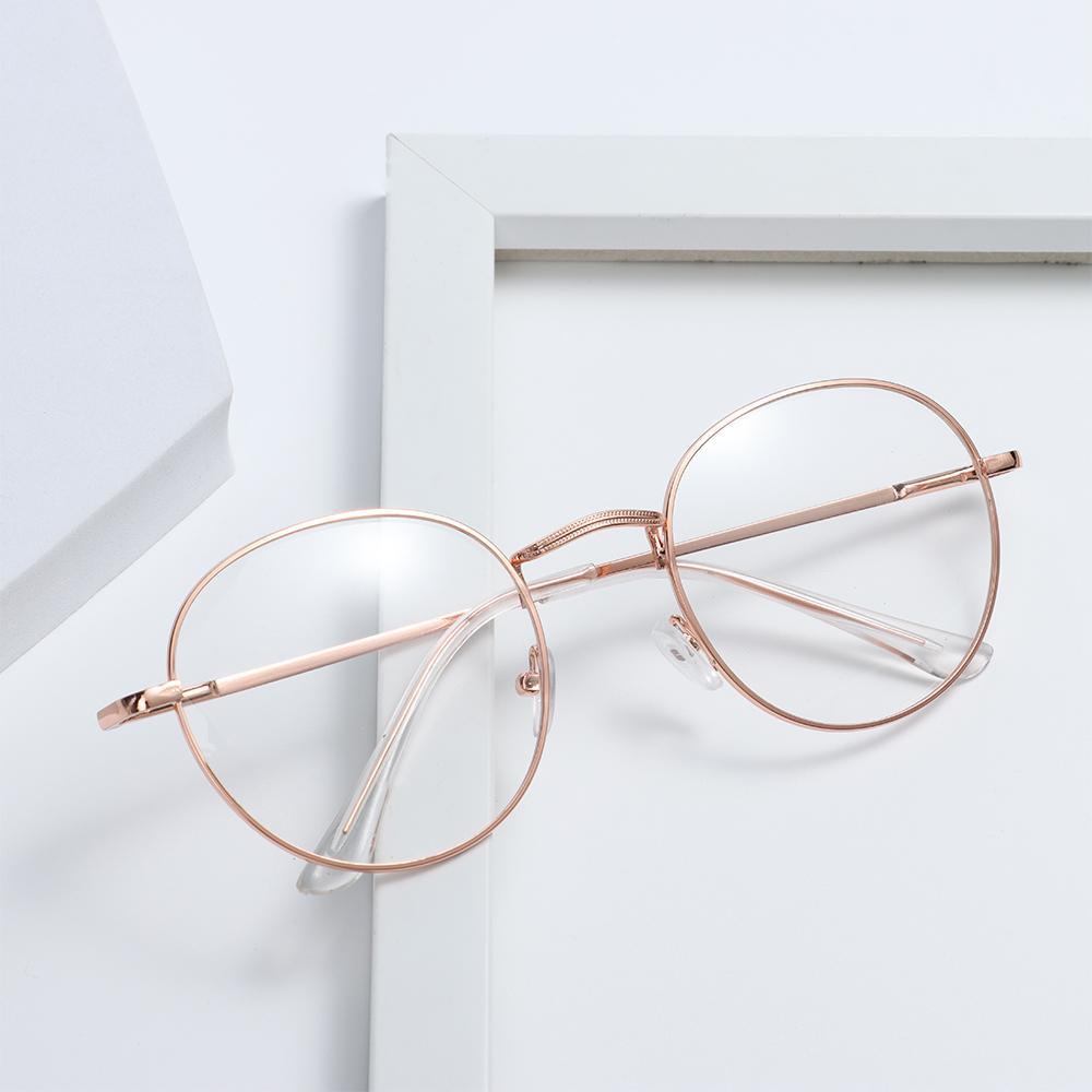 LILY Kacamata Bulat Wanita Pria Portable Oversized Metal Optical Glasses