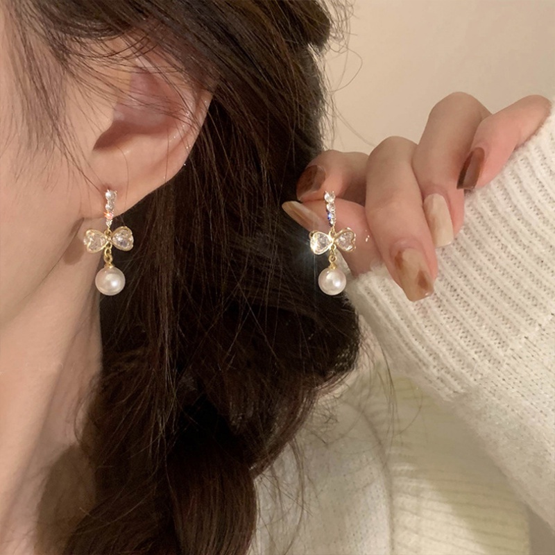 Anting Dan Anting Kristal Mutiara Ikatan Simpul Fashion Untuk Wanita