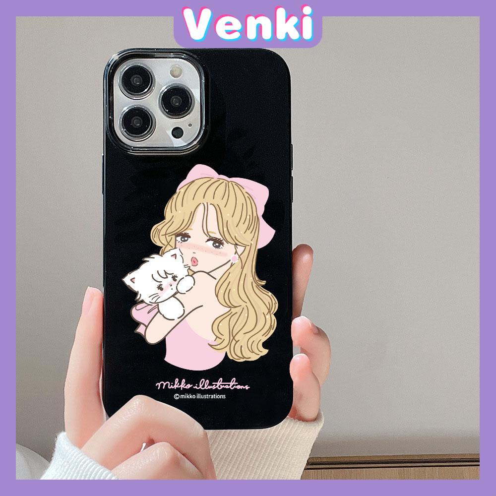 VENKI -For iPhone 11 iPhone Case Red Glossy TPU Soft Case Shockproof Protection Camera Beautiful Girl With Cat Compatible with iPhone 14 13 Pro max 12 Pro Max xr xs max 7 8Plus