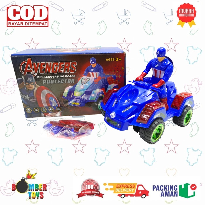 MAINAN ANAK MOTOR ATV 4WD BUMP n GO KARAKTER SPIDI CAPTEN MUSIK LAMPU