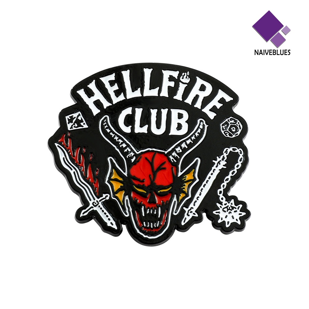 &lt; Naiveblues &gt; Stranger Things Brooch Hell Club Eye-catching Portable Gaun Halus Bros Wajah Tahan Lama Untuk
