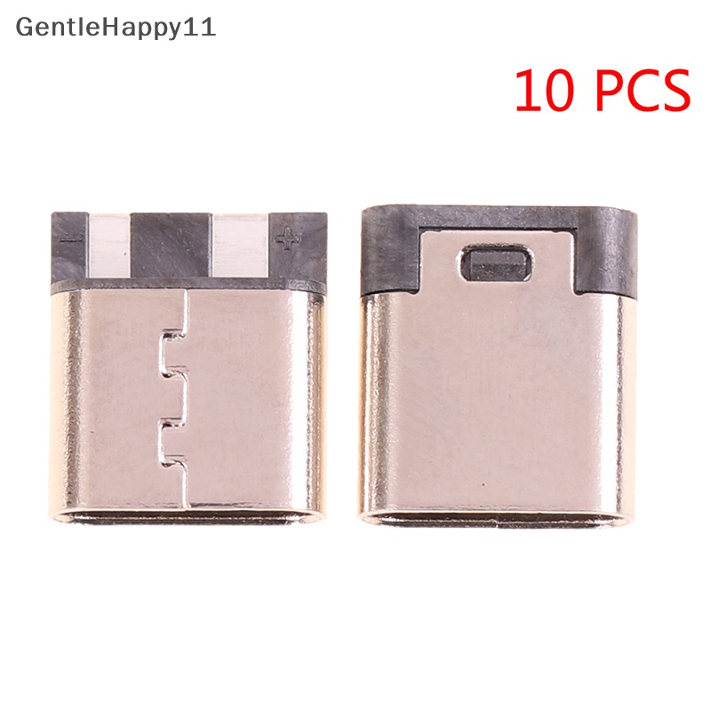 Gentlehappy 10pcs Type-C 2pin Solder Female 3A Soket Arus Tinggi Konektor USB id