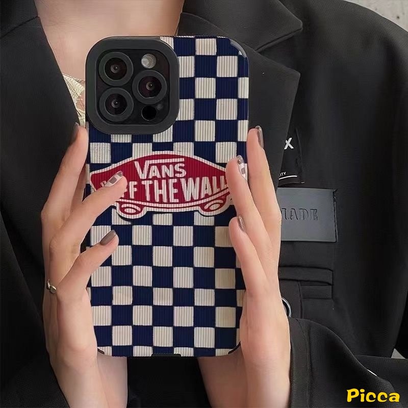 IPHONE Casing V.ANS Merek Trendi Kompatibel Untuk Iphone11 12 13 14 Pro Max7 8 Plus XR X XS MAX 7Plus 8Plus Tekstur Kulit Mewah Smiley Lucu Fresh Flowers Checkerboard Soft Back Case