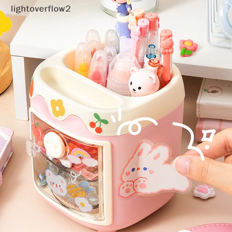 [lightoverflow2] Kawaii Pig Storage Box Kapasitas Besar Tempat Pulpen Kamar Tidur Kamar Mandi Kotak Organizer Alat Tulis Kantor Sekolah Makeup Brush Bucket [ID]