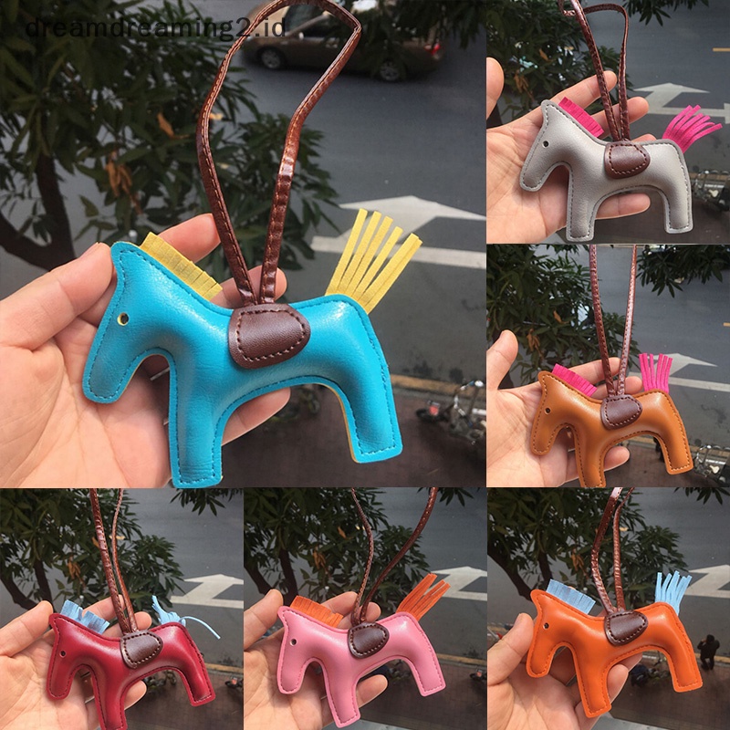 (drea) Handmade PU Leather Keyrings Horse Car Keychain Tas Pesona Liontin Aksesoris//