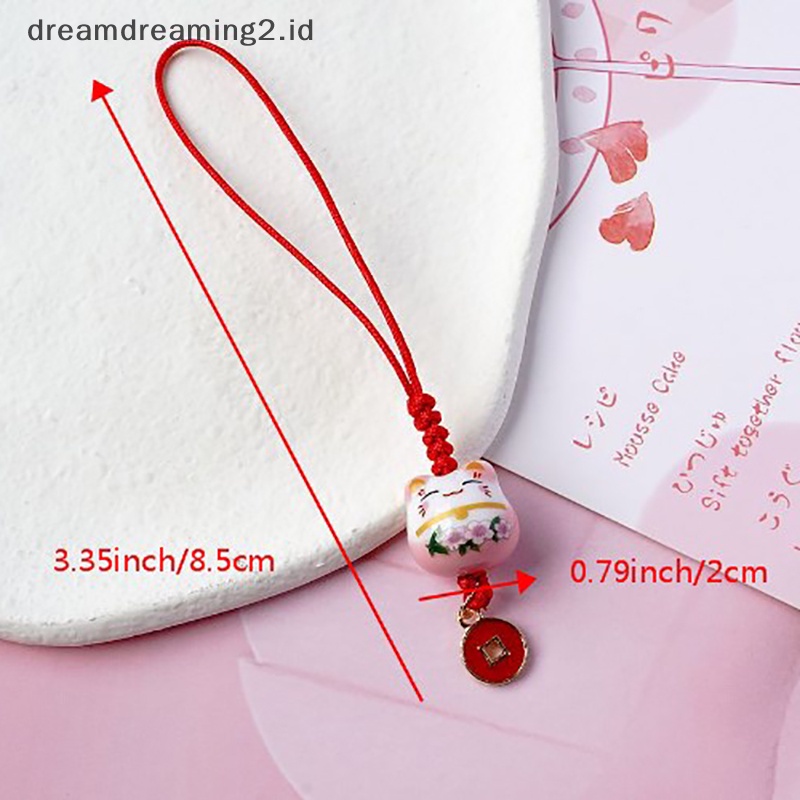 (drea) Kartun Jepang Kucing Beruntung Gantungan Kunci Pernak Pernik Telepon Ch Mobil Liontin Gantungan Kunci//