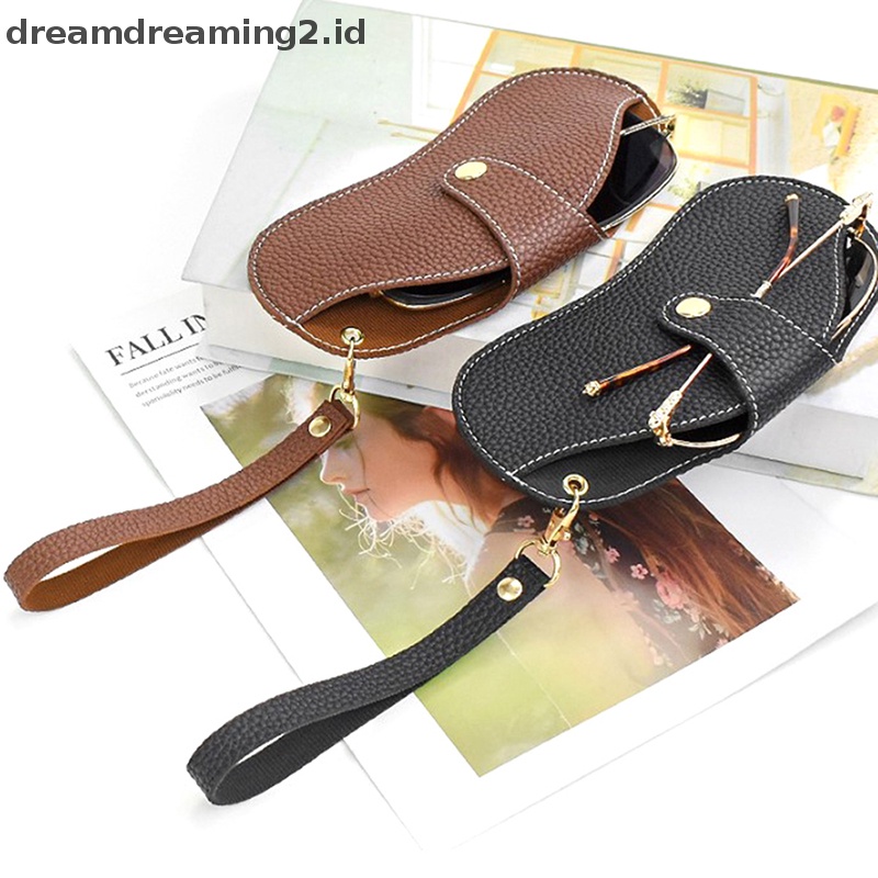 (drea) Kesederhanaan Baru Snap Glasses Case PU Leather Eye Glasses Container Cover Portable Sunglasses Kotak Penyimpanan Ultra-Tipis Glasses Case//