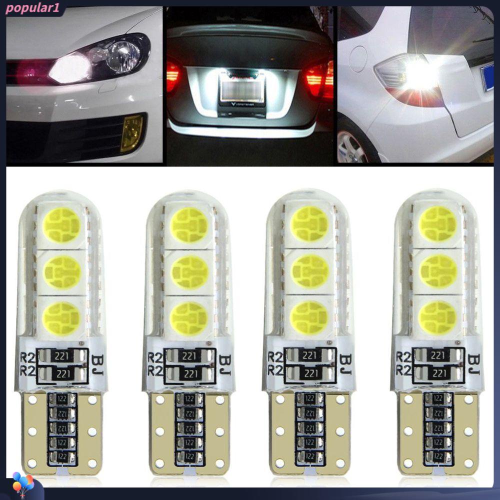 Populer 4Pcs Lampu Plat Nomor 4Pcs Bola Lampu 12V COB Silikon5050 6500K Dome Map