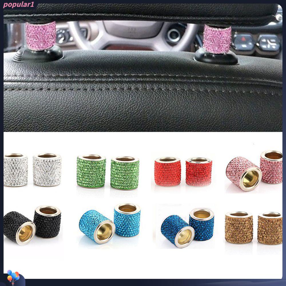 Populer 2PCS Ring Sandaran Kepala Kursi Dekorasi Interior Mobil Universal Kristal Aksesoris Mobil