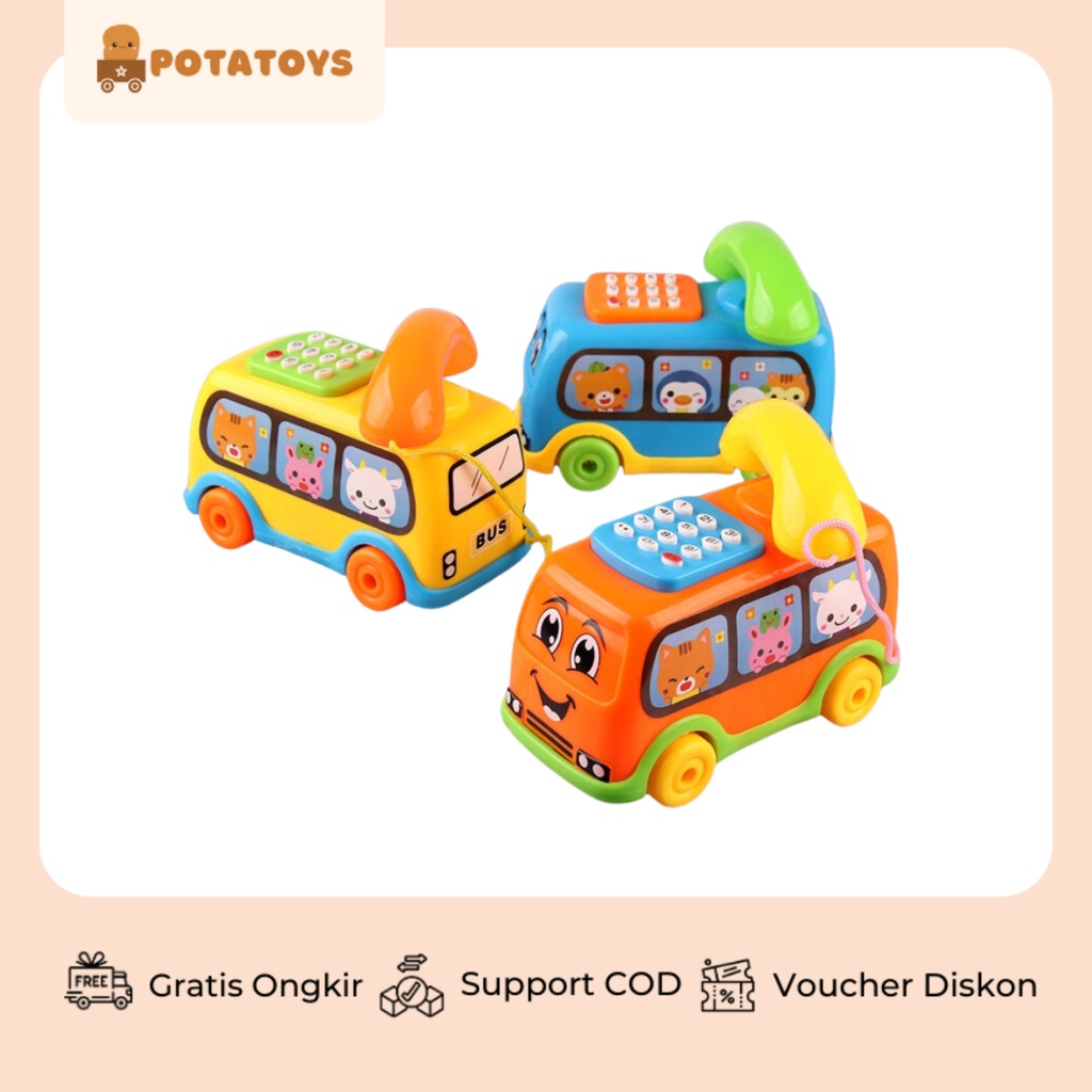 [ Potatoys ] Mainan Bus Telepon Music / Mainan Anak / Mainan Anak Laki Laki