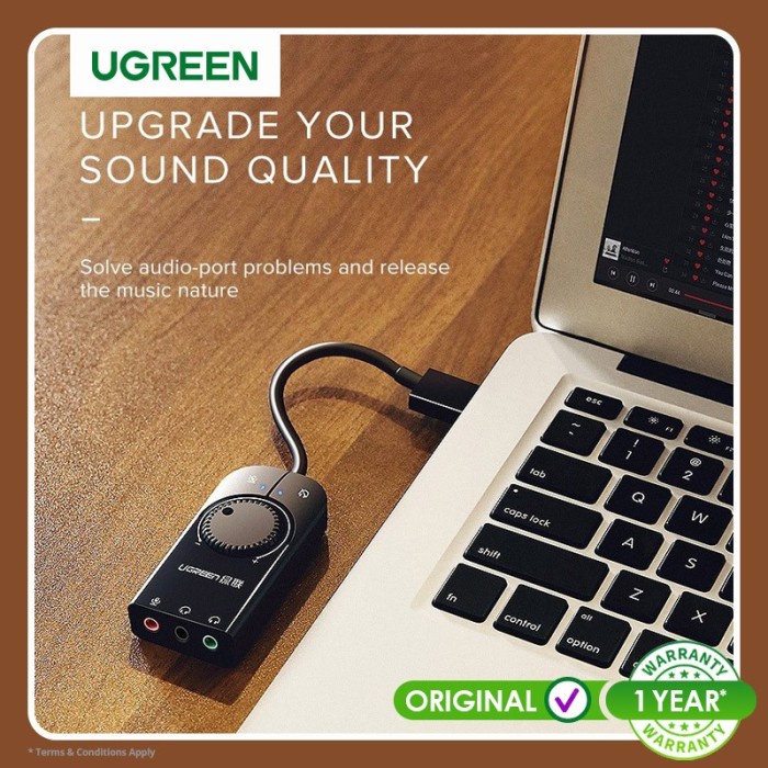 USB external Stereo Sound Adapter 15cm Black-40964 Ugreen