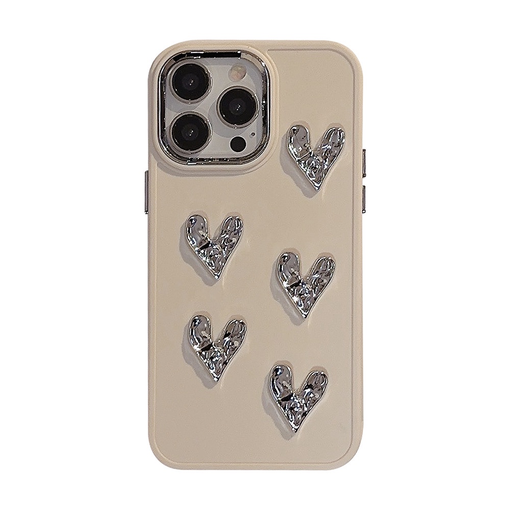 Ins Beige Blackpink Electroplating Love Silicone Case Untuk Iphone SE 2020 7 /8 Plus X XR XM 11 12 13 PRO MAX Casing Cover Pelindung AT0302 Blackpink