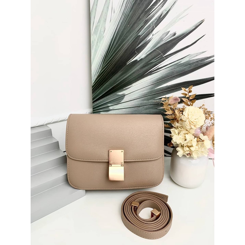 TAS WANITA SELEMPANG C3LINE BOX CEL02 SIMPLE ELEGANT SLING BAG PREMIUM IMPORT