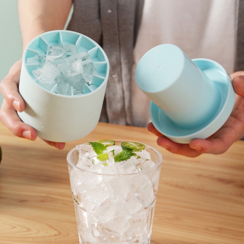 Silinder Silikon Cetakan Es Batu Bulat Ice Bucket Cup Mold Kreatif Kulkas Freeze Ice Maker Untuk Alat Barware Dapur