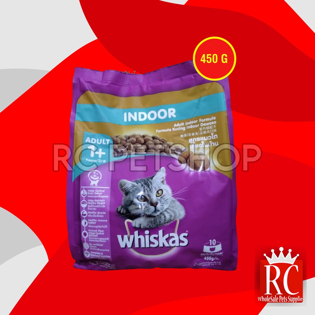 Whiskas Makanan Kucing Rumahan Indoor Adult Dewasa Dry Food 450 Gram