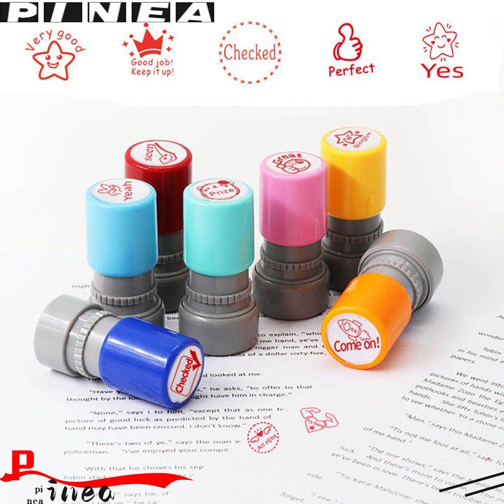 PINEAPPLE English Commentary Stamp Self-ink Encouragement Reward Seal Photosensitive Chapter DIY Children Toy Stamps Student Scrapbooking Stamper Cartoon Stamps Teaching stamp