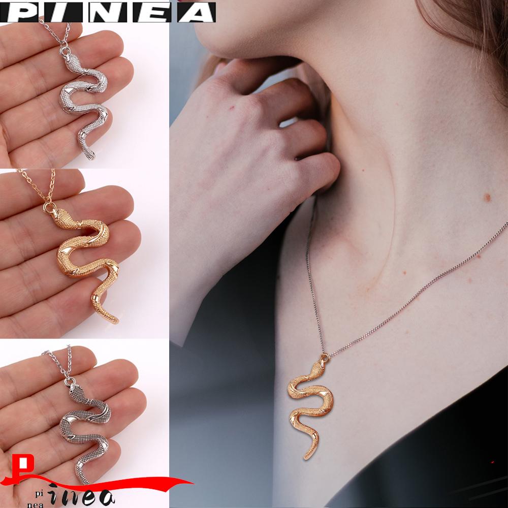 Kalung Liontin Nanas Ular Warna Emas Perak Gaya Vintage Punk