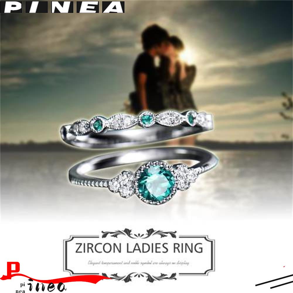 Nanas Biru Set Cincin Pesta Pengantin Perhiasan Tunangan Pernikahan Safir