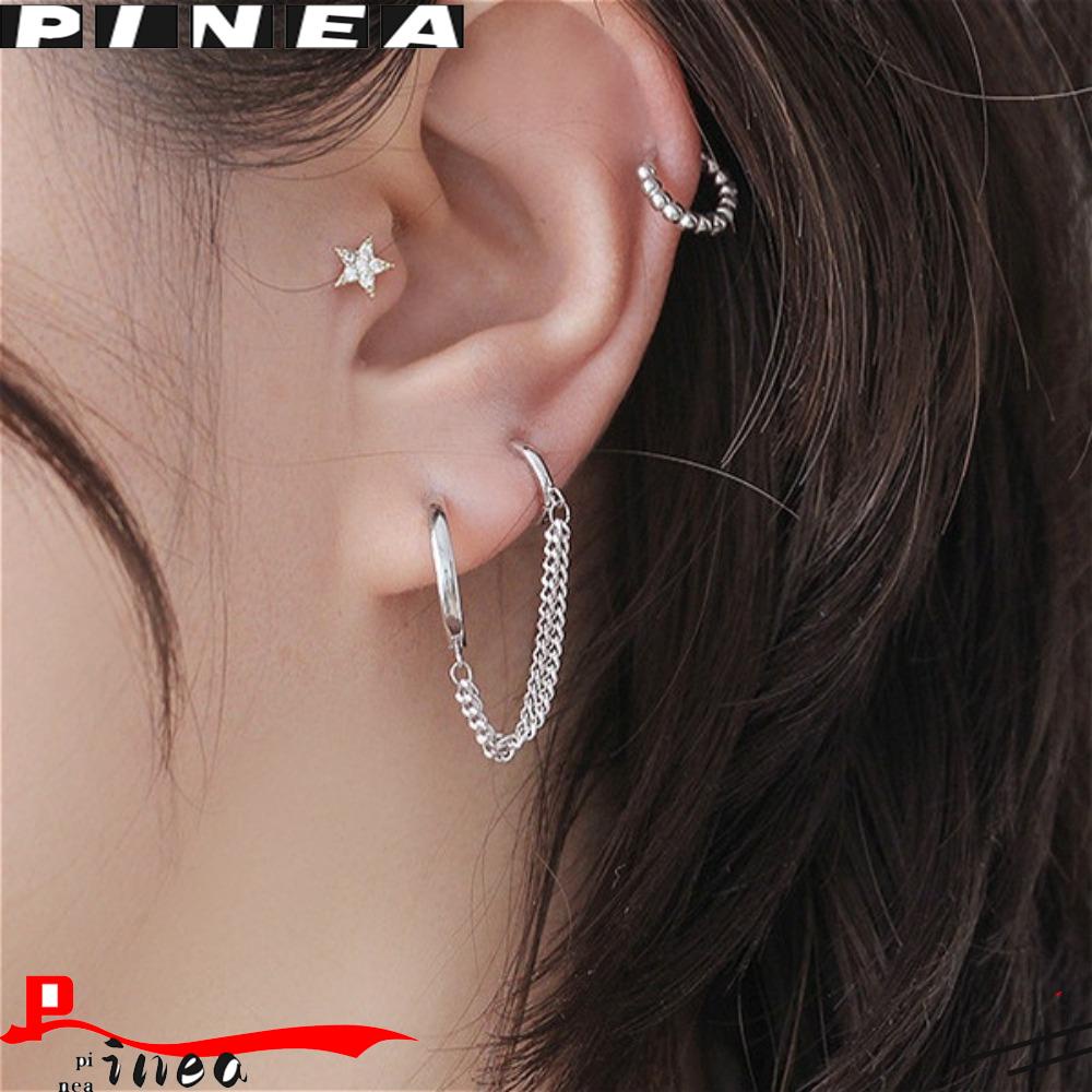 Nanas 6pcs Anting Rantai Wanita Briliant Dua Lubang Zircon