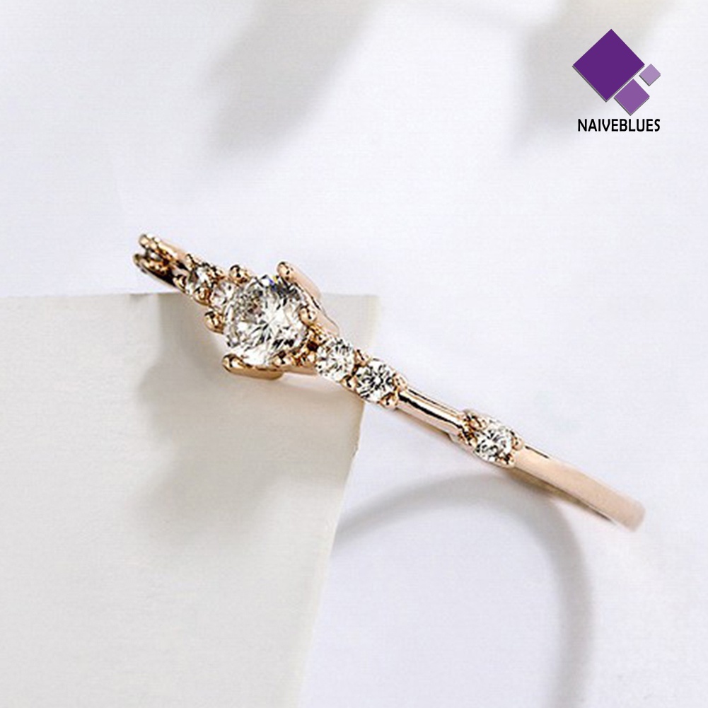 &lt; Naiveblues &gt; Wanita Fashion Plating Berlian Imitasi Bertatahkan Jari Cincin Pesta Perhiasan Hadiah