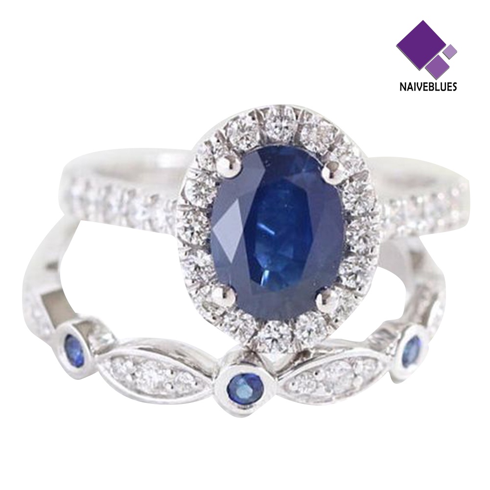 &lt; Naiveblues &gt; Wanita Safir Imitasi Berlapis Perak Jari Cincin Pengantin Pernikahan Dekorasi Hadiah