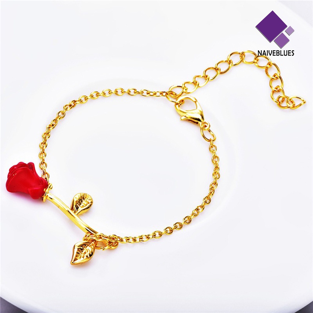 &lt; Naiveblues &gt; Gelang Tangan Wanita Rose Adjustable Chain Jewelry Electroplating Tahan Lama Untuk Pesta