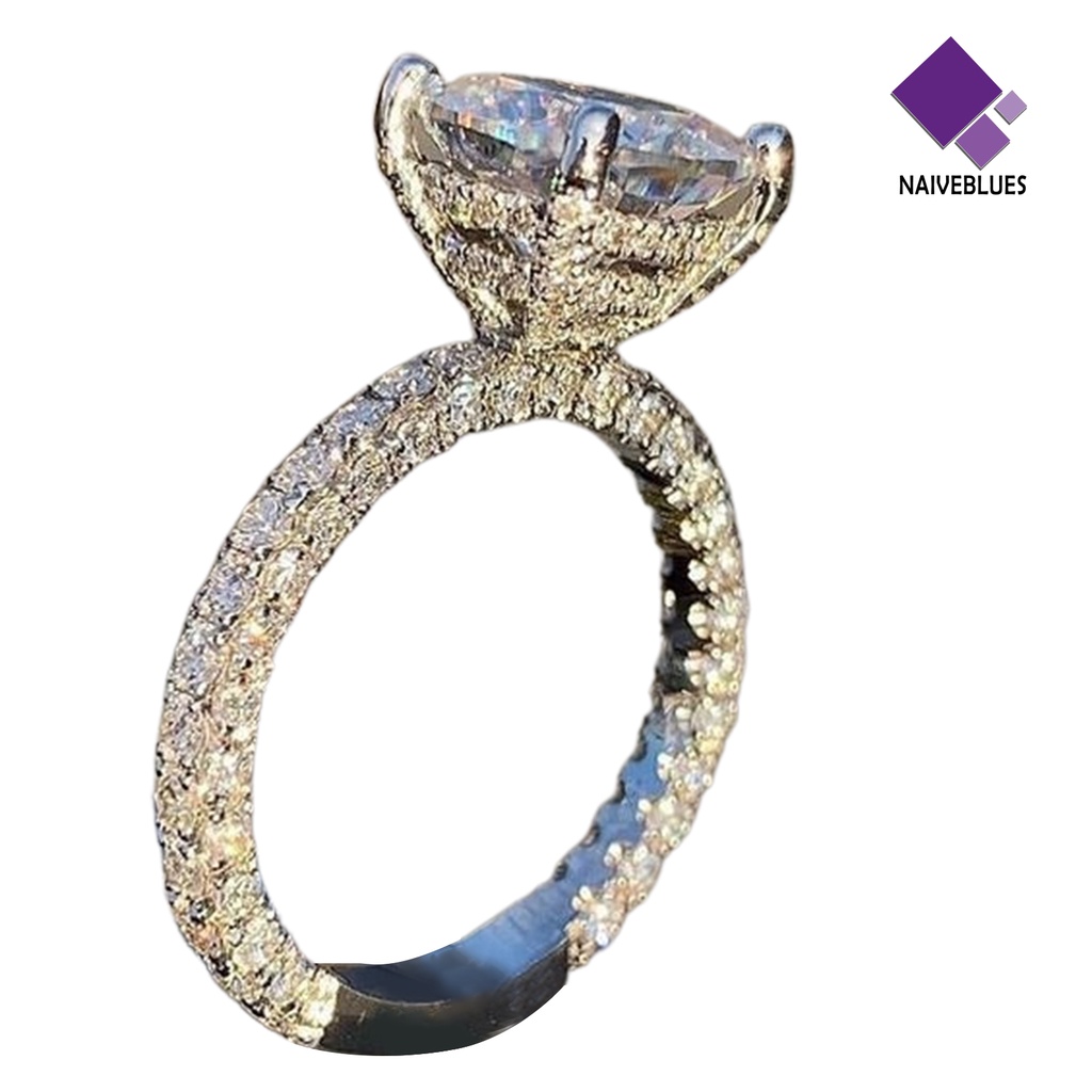 &lt; Naiveblues &gt; Wanita Cincin Kotak Besar Cubic Zirconia Perhiasan Fashion Penampilan Jari Cincin Pernikahan