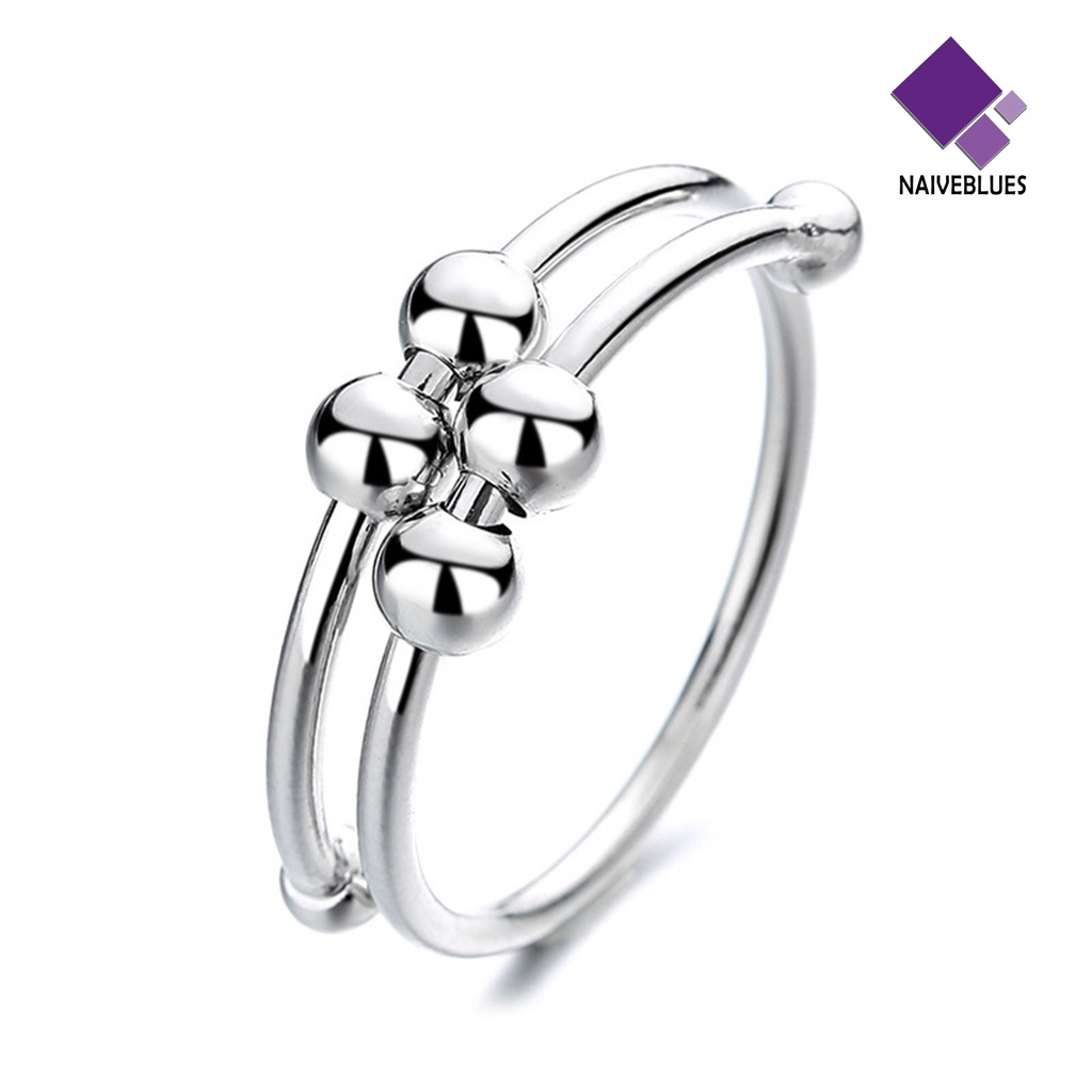 &lt; Naiveblues &gt; Cincin Fashion Paduan Ringan Manik Geometris Dekorasi Cincin Terbuka Kehidupan Sehari-Hari