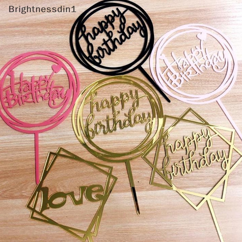 [Brightnessdin1] 10pcs Akrilik Hand wrig Happy Birthday Cake Topper Dessert Dekorasi Pesta Butik