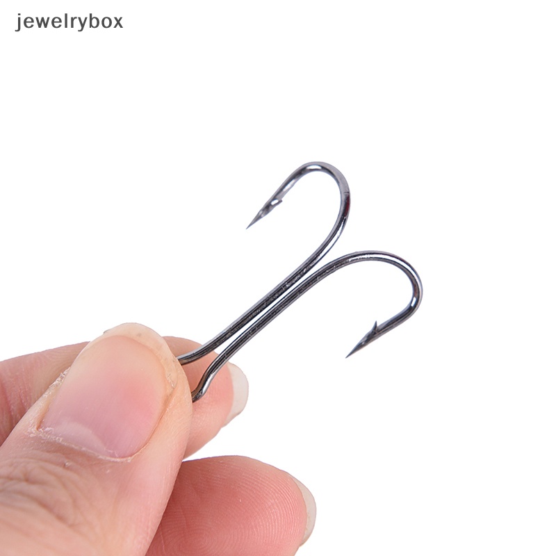 [jewelrybox] 50 Pcs Ganda Baja Karbon Tinggi Hitam Memancing Kait Jangkar Ganda Air Asin 50pcs Kait Pancing Ganda Pengikat Lalat Kecil Kait Jangkar Ganda 50pcs Stee Karbon Tinggi Ganda