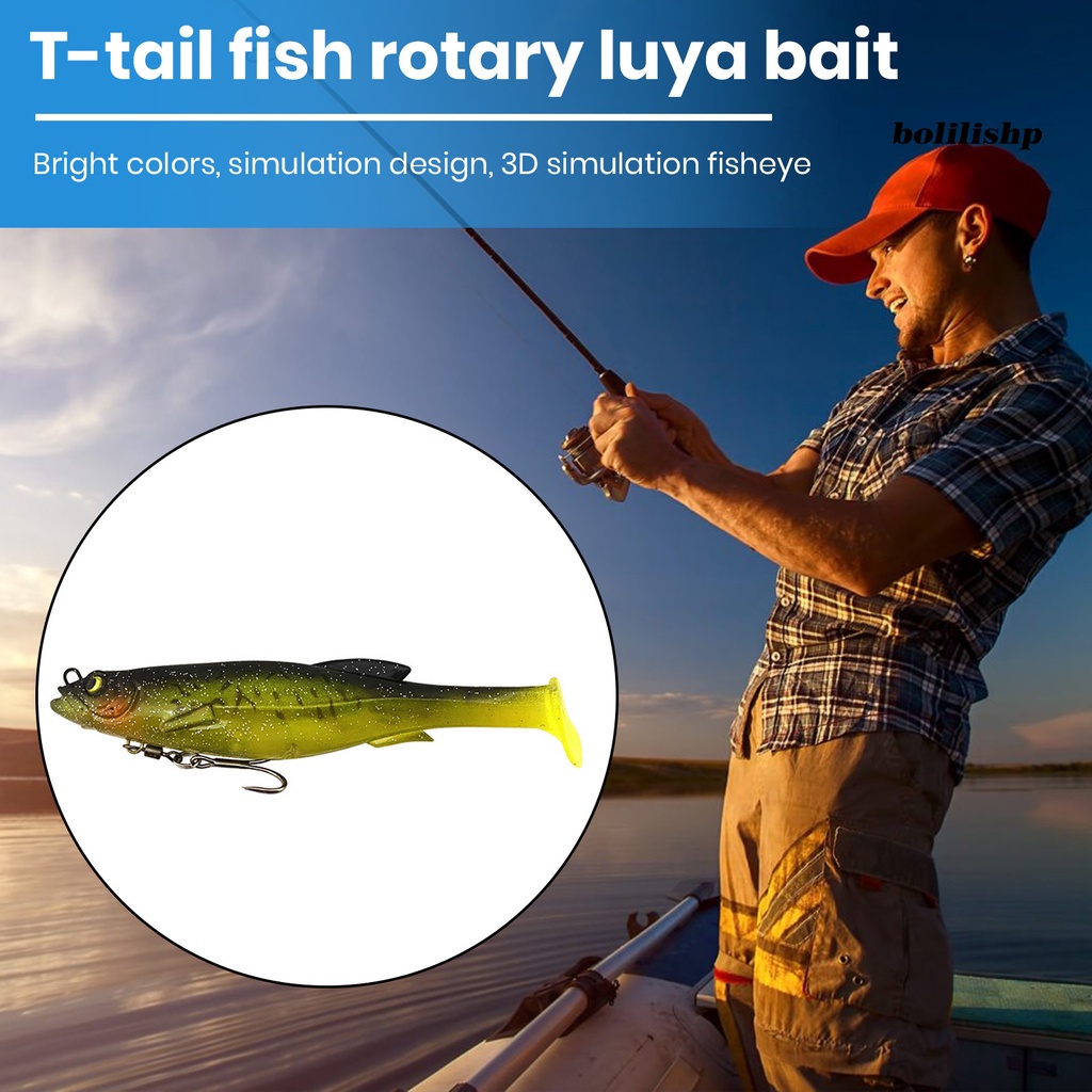 Bo-12.5cm/21g Umpan Lembut 3D Simulasi Fisheye Simulasi Treble Hook Tahan Gigit Angling T-tail Treble Swivel Umpan Bionik Memancing Luar Ruangan