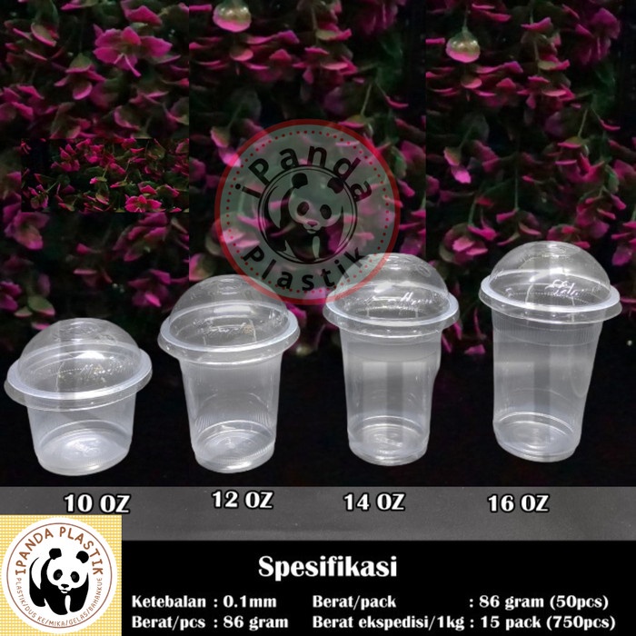 Tutup gelas bening cembung isi 50pcs 10Oz, 12Oz, 14Oz, 16Oz cup jus