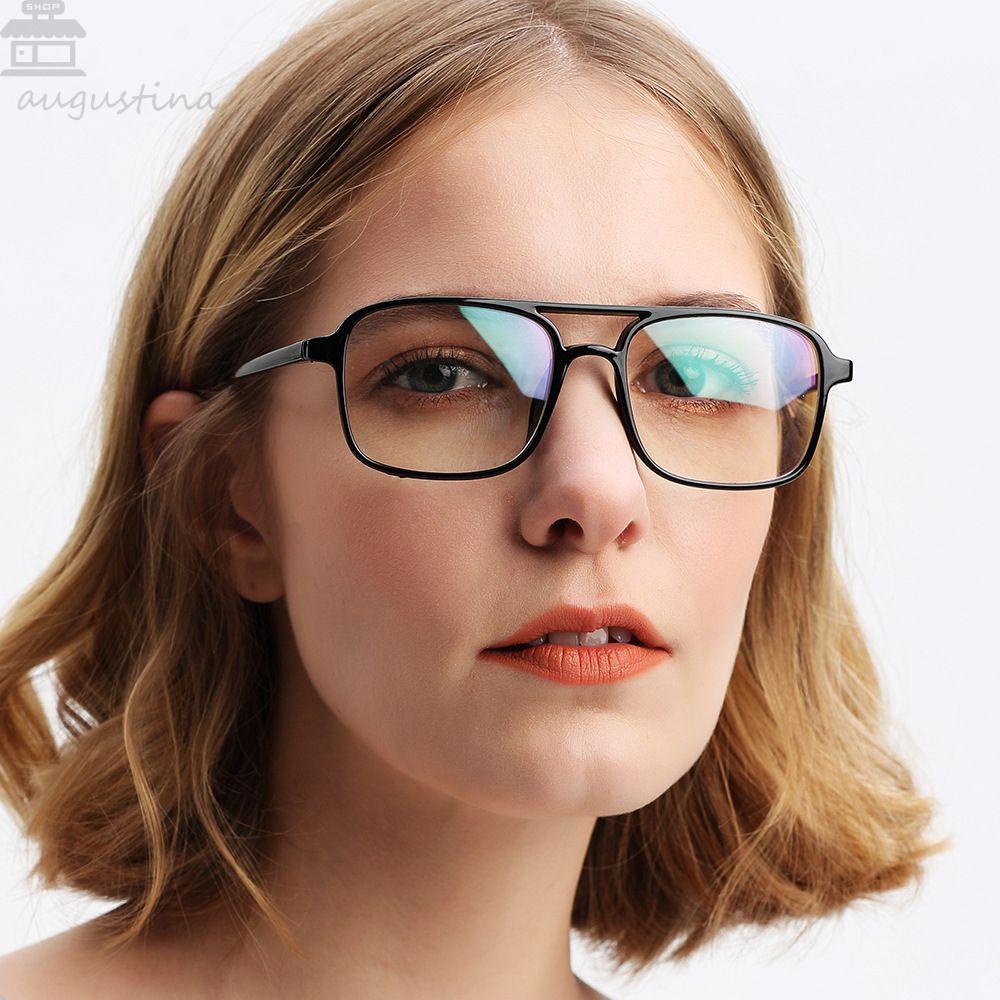 Agustina Square Frame Spectacles Simpe Women Eye Glasses Anti Radiasi Untuk Wanita Double Beam Kacamata Baca Kacamata Komputer Anti Radiasi Kaca Eyeglasses Optical Glasses