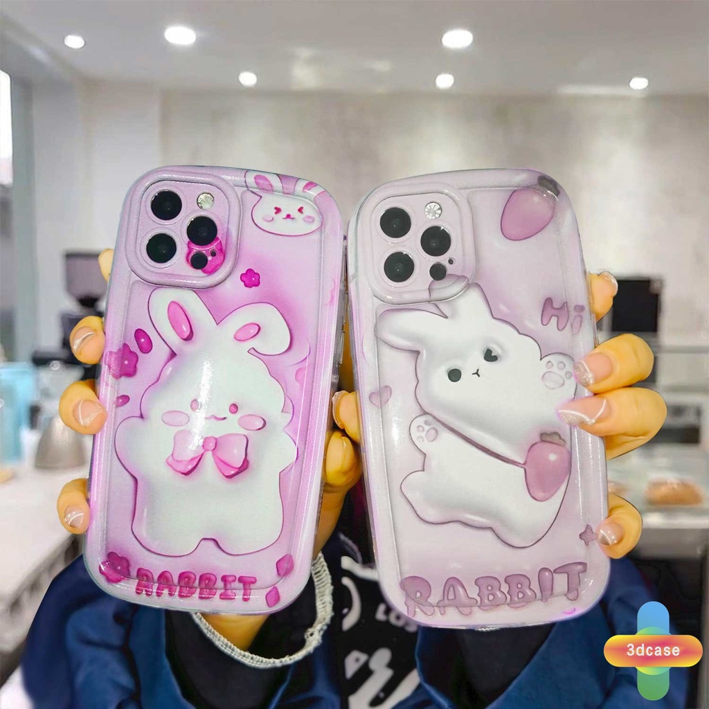 Compatible For Case IPhone XR 11 12 13 14 PRO MAX 6 7 6S 8 14 Plus X XS MAX 11 12 13 Se 2020 6SPlus 7Plus 6Plus 8Plus 14Plus XSMAX Cartoon Rabbit Silicone Soap Case