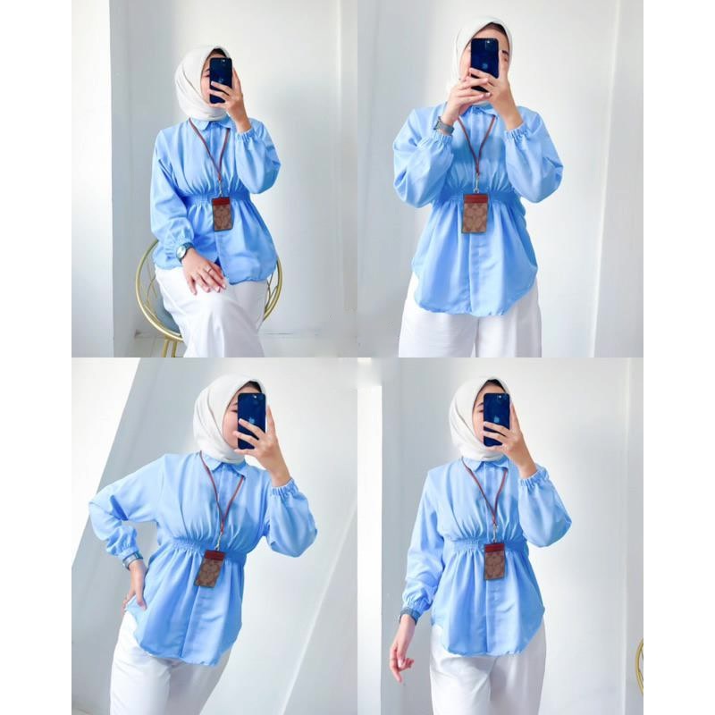 BEFAST - ZFS OOTD BLOUSE ALYA / VEBBY BLOUSE OVERSIZE / Pakaian Wanita Casual / Blouse Polos Lengan Panjang / Fashion Remaja ABG Hijab Style / Blouse Model Terbaru / Outfit Wanita Kerja