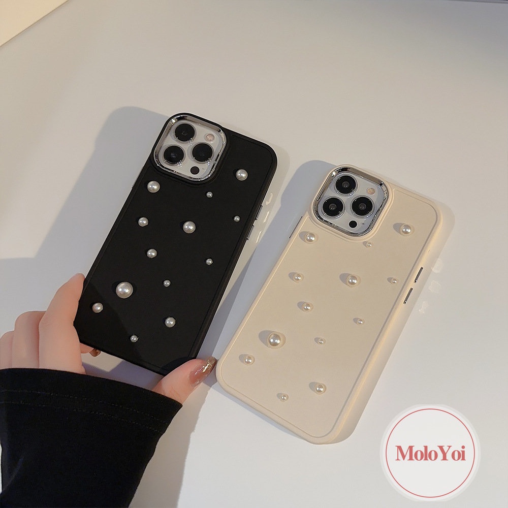 3d Pearl Electroplate Romantic Starry Sky Case Kompatibel Untuk IPhone 7Plus 13 14 12 Pro MAX 11 Pro MAX 14 7 8 Plus XR X 8plus XS MAX Mewah Simple Plating Shockproof Soft TPU Case