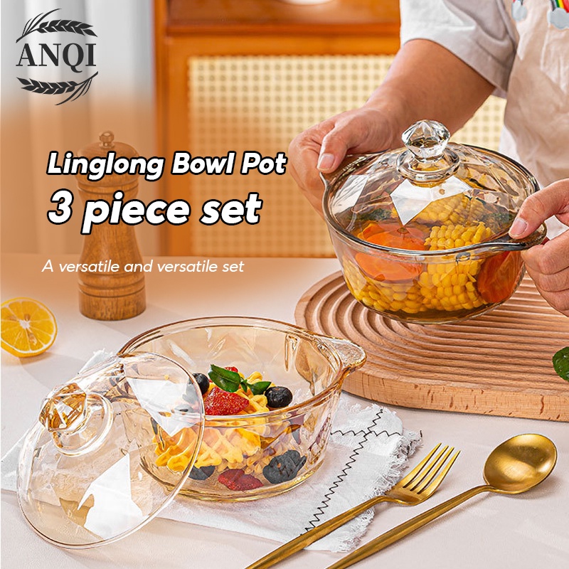 ANQI 1888 Tutup Berlian Glass Pot / Panci Kaca Transparant