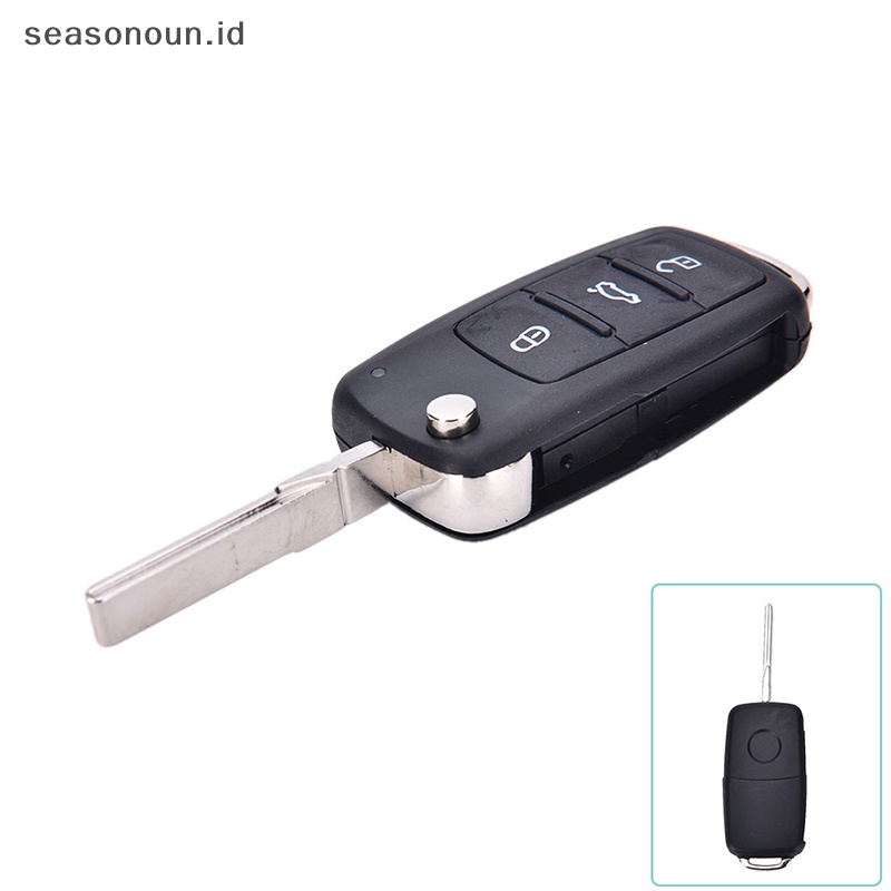 Seasonoun Cocok Untuk VW Polo GOLF MK6 Touareg 3tombol Remote Key FOB case Tanpa Pisau Potong.