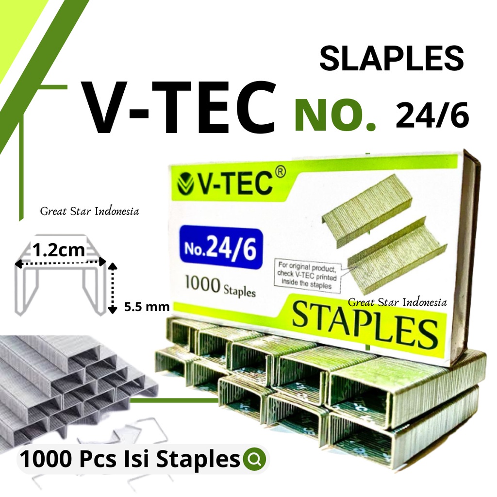 

Staples no 24/6 v-tech ISI HECTER N0 3 BESAR
