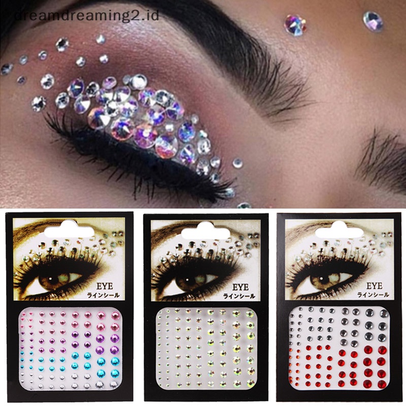 (drea) Stiker Tato Glitter Berlian Makeup Eyeliner Eyeshadow Wajah Berlian Imitasi Stiker//