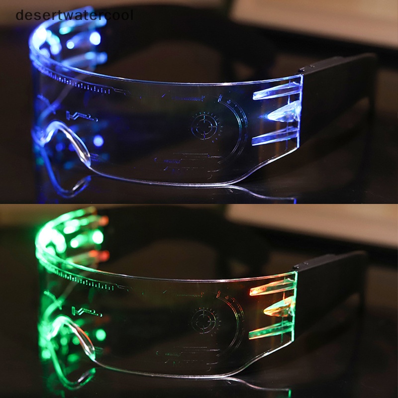 Deid Kacamata Bercahaya LED Vintage Punk Kacamata Pria Wanita Fashion Pesta Natal Warna-Warni Menyala Kacamata Shades Martijn