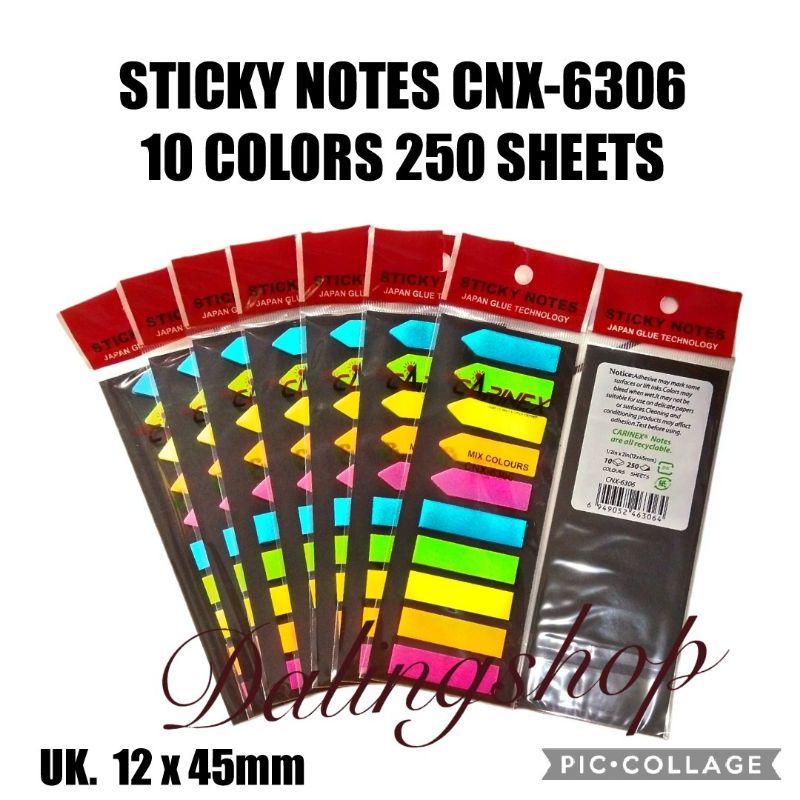 

DalingshopTOYS Carinex Sticky Notes CNX-6306 Mix Colours 10 Colour 250 Sheets