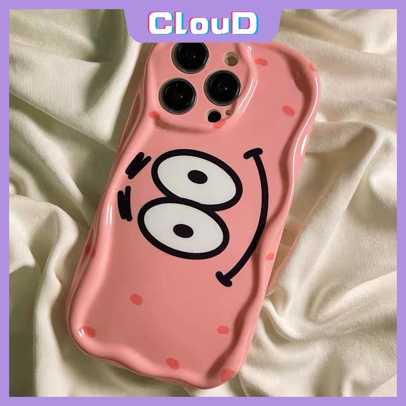 IPHONE Casing Kartun SpongeBob Kompatibel Untuk Iphone11 14 12 13 Pro Max X XR 6 7 6s 8 Plus XS Max SE 2020 3D Wavy Curved Edge Shockproof Glossy Lucu Patrick Star Tpu Soft Cover