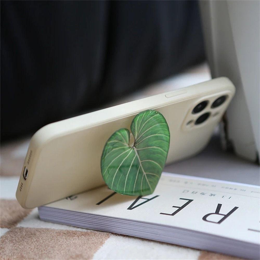 Rebuy Phone Socket Holder Universal Green Desktop Simulasi Daun Tanaman Soket Diperluas Griptok Braket Ponsel