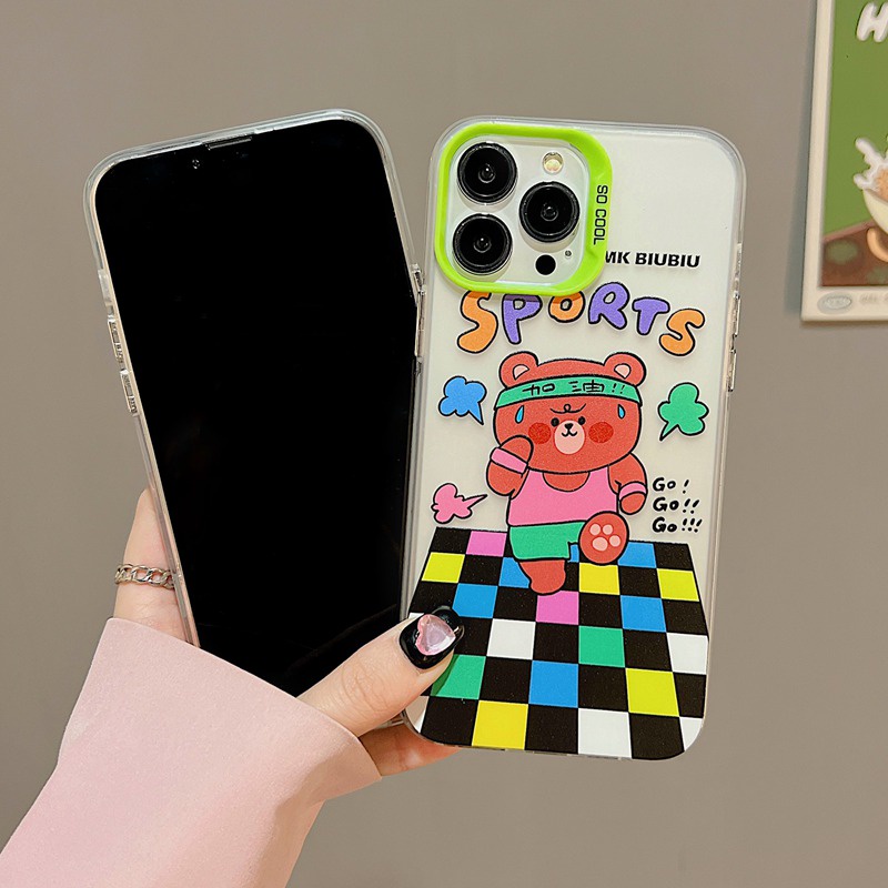 New Sports Bear Skin Feel Soft Case HP iP iPhone 12 13 14 Pro Max 11 So Cool FTD Casing Apple