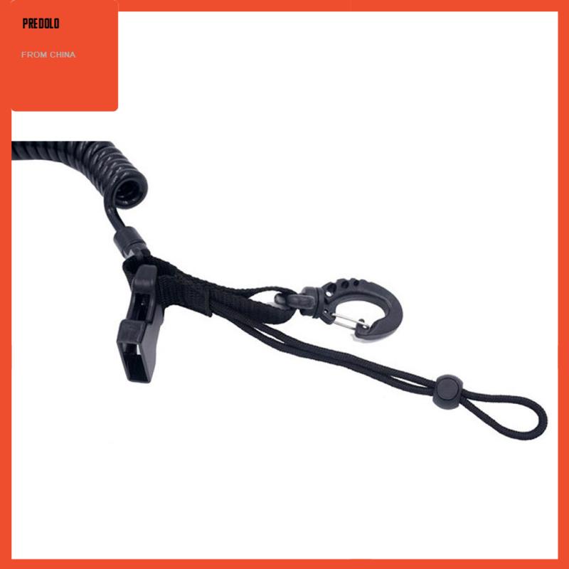 [Predolo] Scuba Diving Elastis PU Coil Spring Torch Lanyard Klip Pelepas Cepat Hitam