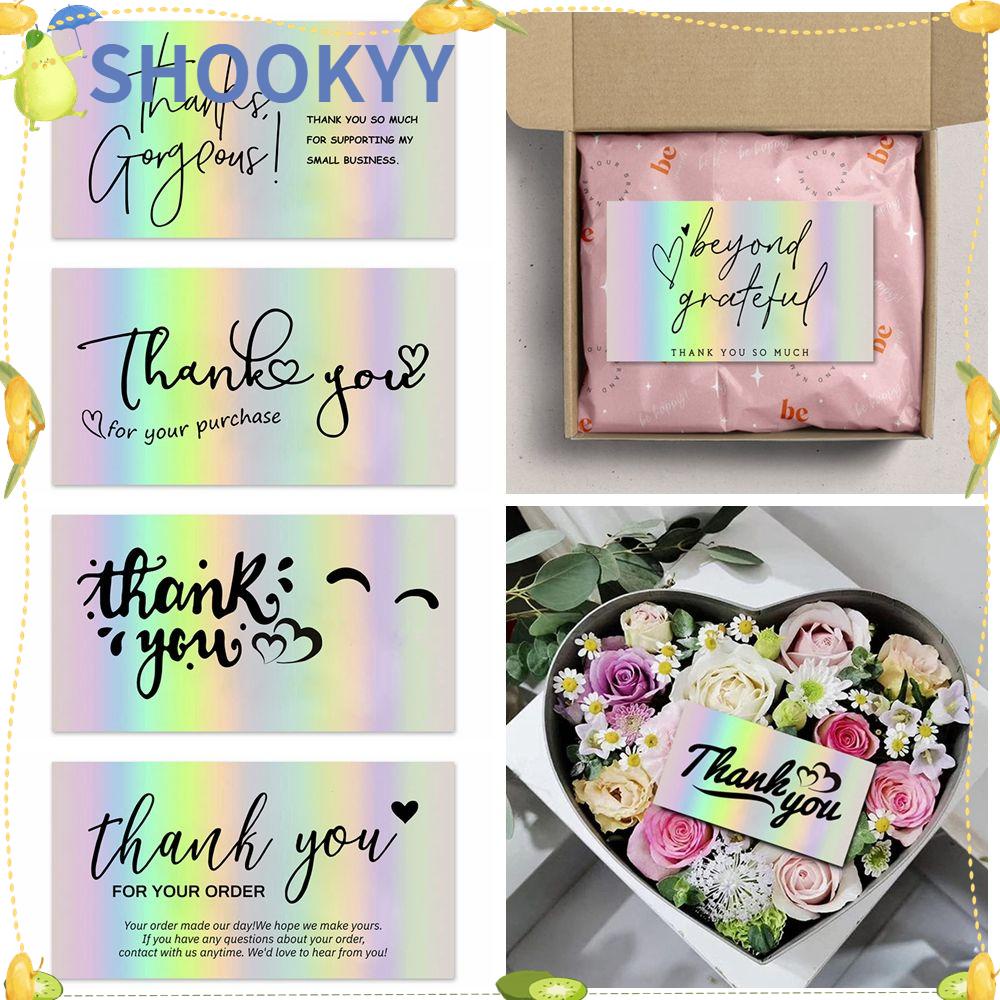 Chookyy 50PCS Thank You For Your Order Reflektif Online Eceran Greeting Postcard Beyond Grateful Label