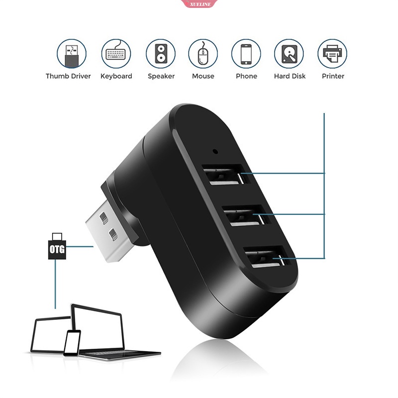 3port Multi 2.0 USB Hub Mini USB Hub Kecepatan Tinggi Rotate Splitter Adapter Untuk Laptop Notebook Untuk Aksesoris Komputer PC [ZXL]